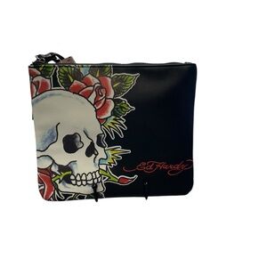 Ed Hardy Black and White Skull Clutch